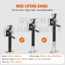 Gato de remolque VEVOR, montaje fijo de gato de lengüeta de remolque, capacidad de peso de 2500 lb, soporte de gato de remolque con asa para levantar remolque de caravana, remolque de caballos, remolque utilitario, remolque de yate