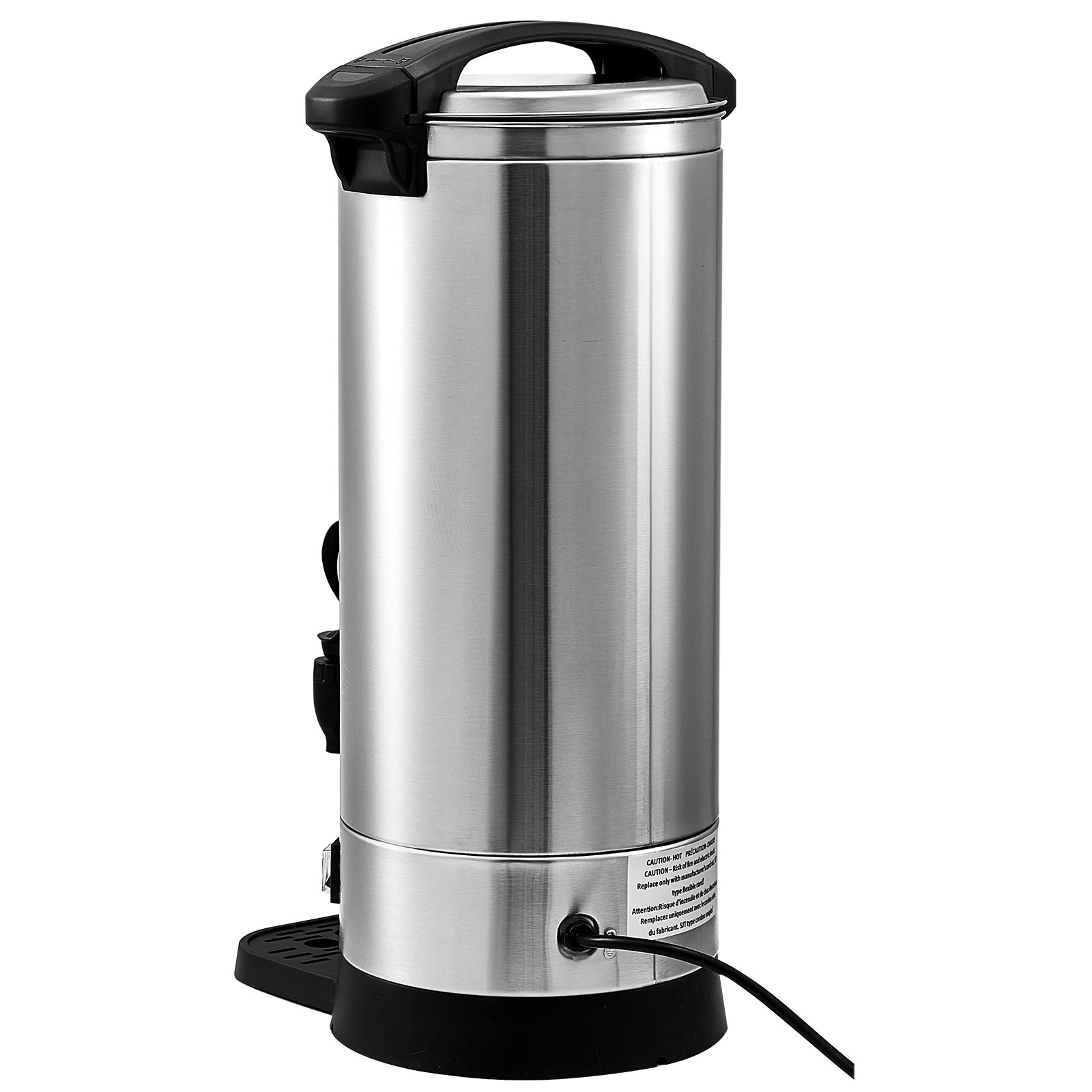 Cafetera comercial VEVOR, dispensador de café grande de acero inoxidable de 110 tazas, cafetera eléctrica de 1500 W y 110 V para una preparación rápida, calentador de agua con cable de alimentación desmontable para una limpieza fácil, color plateado