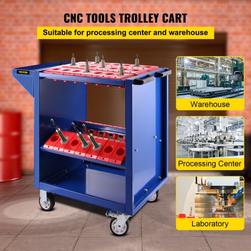 VEVOR Tool Cart 40 Taper Tool Holder CNC Tool Cart 35 Capacidad CAT40 BT40 Carros de servicio con ruedas Heavy Duty (BT40 35 Capacity)