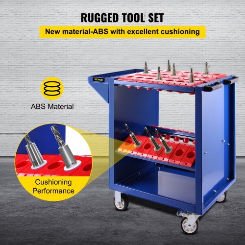 VEVOR Tool Cart 40 Taper Tool Holder CNC Tool Cart 35 Capacidad CAT40 BT40 Carros de servicio con ruedas Heavy Duty (BT40 35 Capacity)