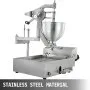 Freidora de donas manual VEVOR, mini máquina comercial para hacer donas, capacidad de 9 l, tolva, 3 moldes, grosor ajustable, 3000 W, acero inoxidable