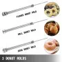 Freidora de donas manual VEVOR, mini máquina comercial para hacer donas, capacidad de 9 l, tolva, 3 moldes, grosor ajustable, 3000 W, acero inoxidable