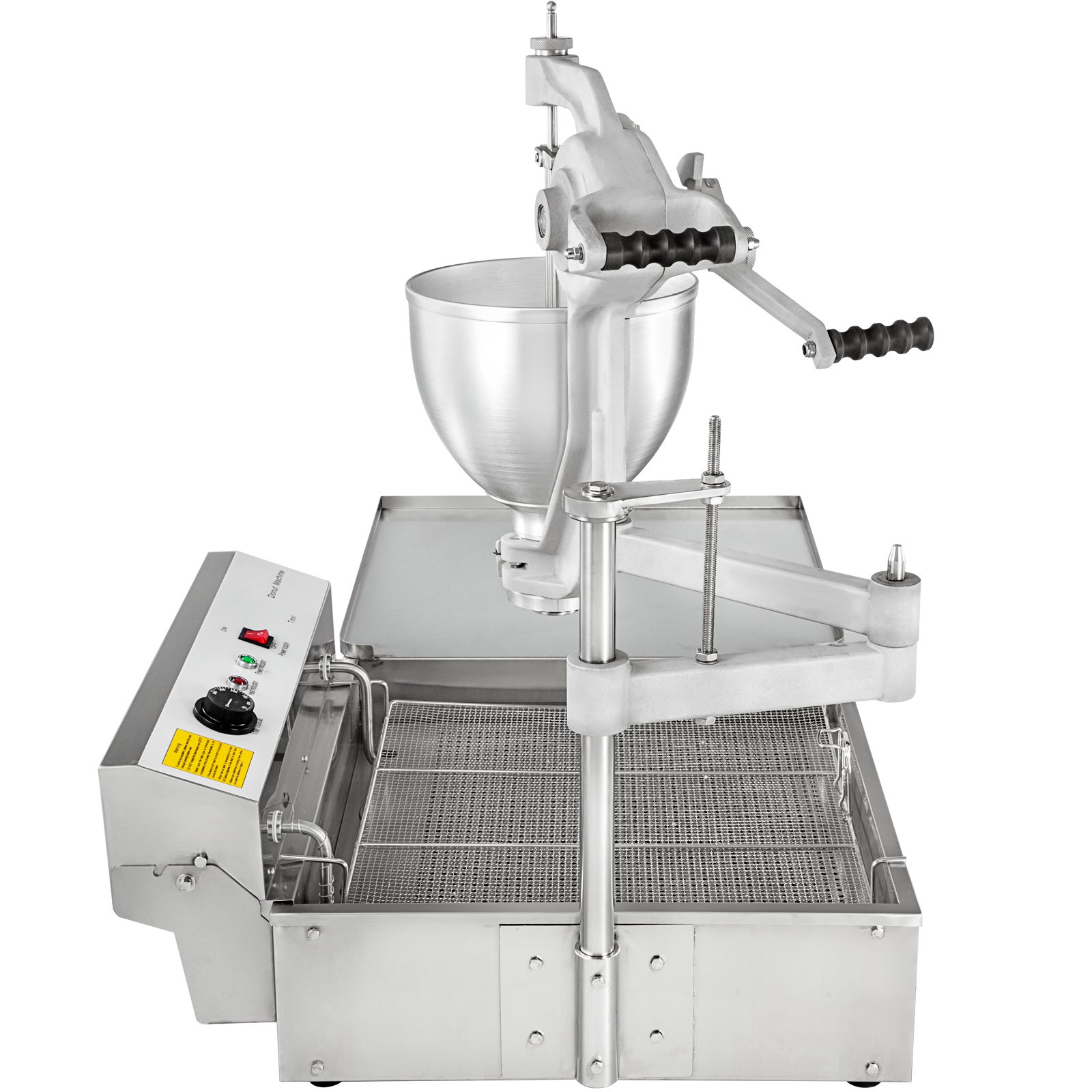 Freidora de donas comercial de acero inoxidable VEVOR con panel de control y canasta para freír.