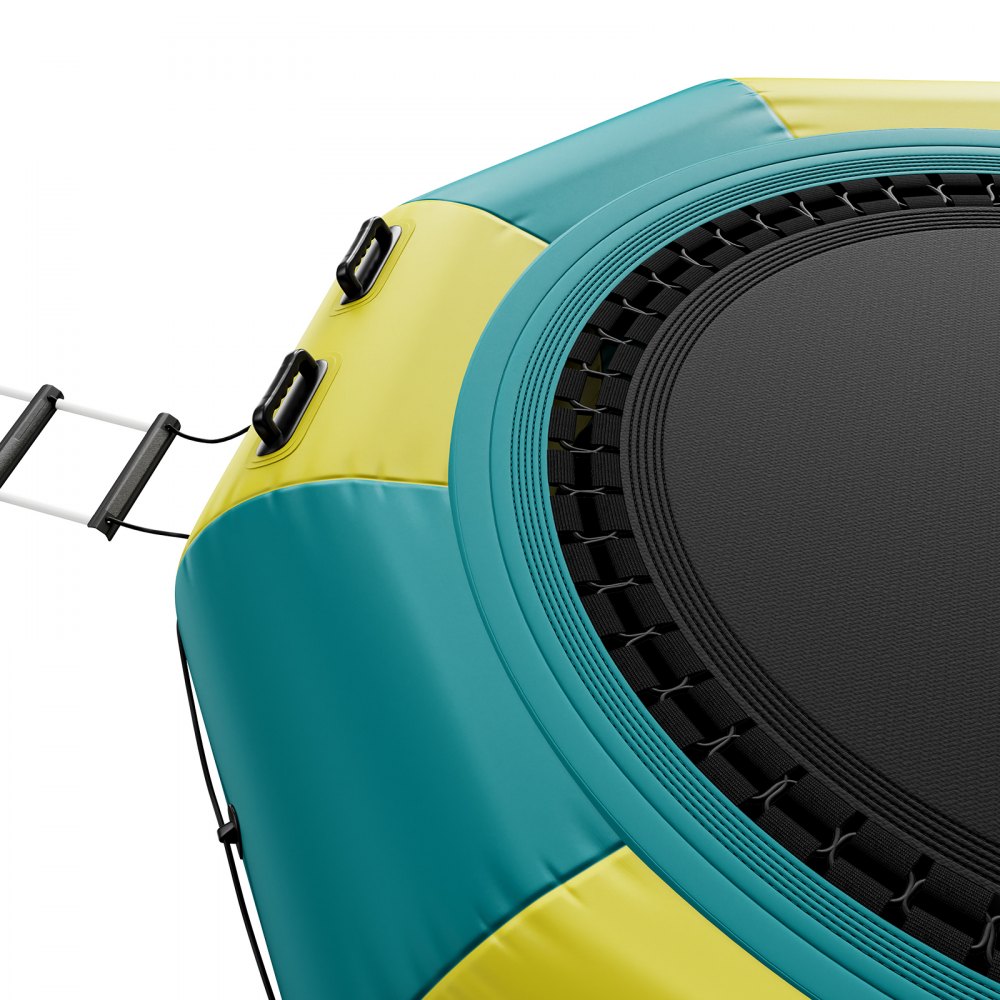 VEVOR Cama elástica acuática inflable de 3 metros (10 pies), plataforma de salto portátil con escalera de 3 peldaños y bomba de aire eléctrica, ideal para niños y adultos, perfecta para piscinas, lagos y deportes acuáticos.