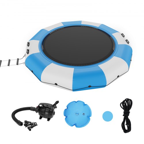 VEVOR Saltador de agua inflable, trampolín de agua recreativo de 13 pies, plataforma de natación de rebote portátil con escalera de 3 escalones y bomba de aire eléctrica, reboteador flotante para niños adultos para piscina, lago, deportes acuáticos
