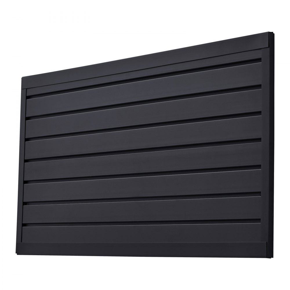 Panel de pared de listones VEVOR, 2 x 4 pies, panel de listones de garaje de PVC con diseño modular, panel de listones negro fácil de instalar y ajustable con estructura de acoplamiento y corte DIY, apto para almacenamiento y exhibición.