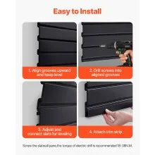 Revestimiento de pared de listones de PVC de 2 x 4 pies, color negro, para garaje, con diseño modular
