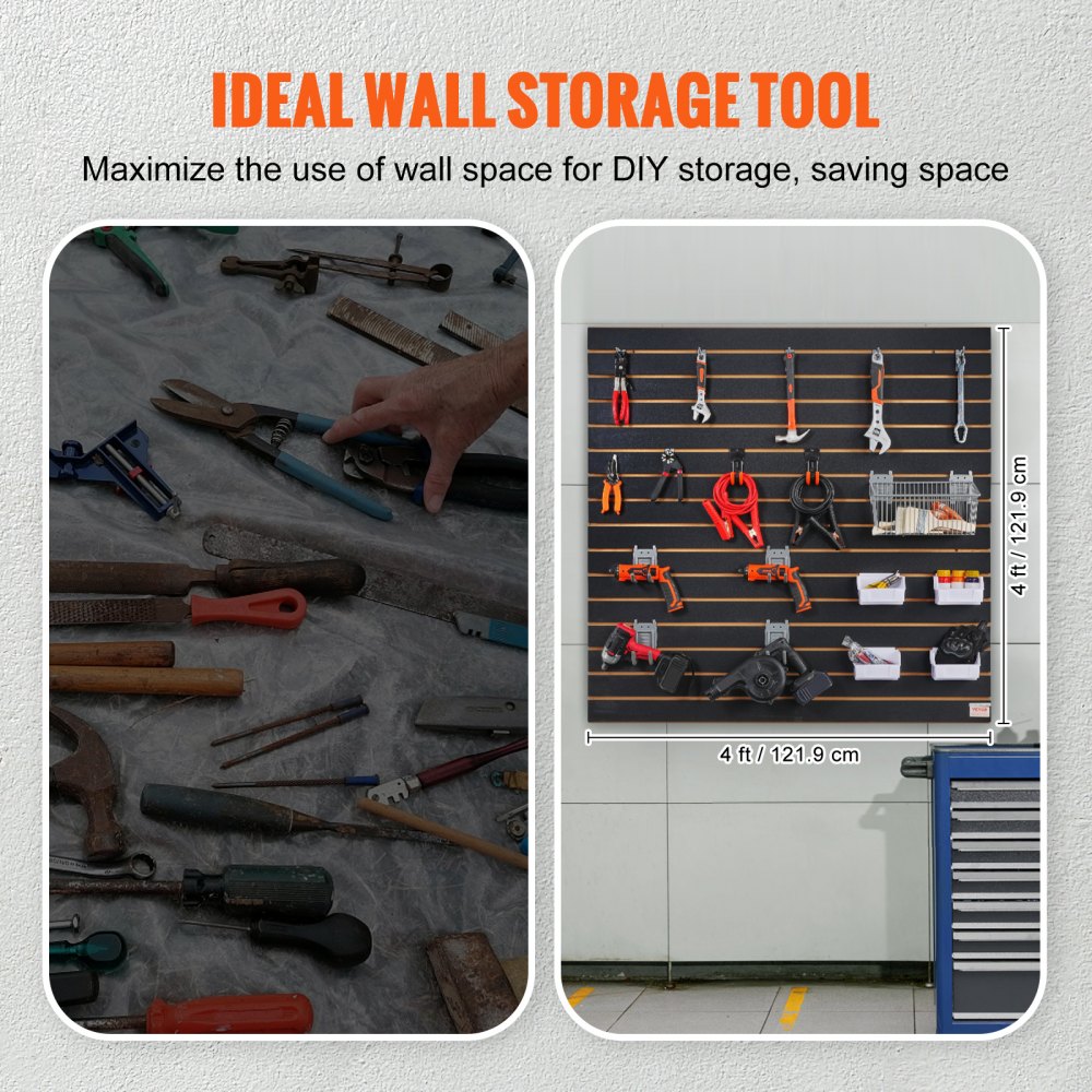 VEVOR Panel de Listones de Pared para Garaje 121,9 x 60,96 cm Panel de Almacenamiento de Herramientas 2 PCS Capacidad de 11,3 kg para Tienda Minorista, Organización de Almacenamiento de Manualidades
