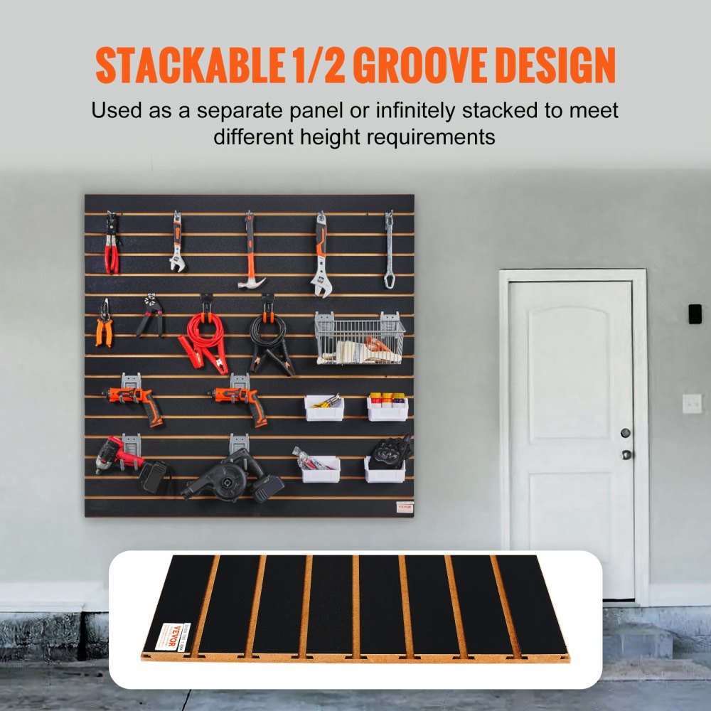 VEVOR Panel de Listones de Pared para Garaje 121,9 x 60,96 cm Panel de Almacenamiento de Herramientas 2 PCS Capacidad de 11,3 kg para Tienda Minorista, Organización de Almacenamiento de Manualidades