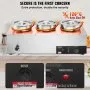 Calentador de sopa eléctrico VEVOR, tres ollas redondas de acero inoxidable de 7,4 cuartos de galón, temperatura ajustable de 86 a 185 °F, baño María comercial de 1200 W con botón de reinicio y protección contra quemaduras en seco, estación de sopa para restaurante, bufé, color plateado