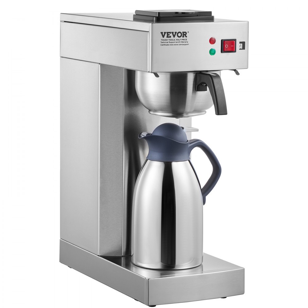 VEVOR Cafetera de goteo comercial de 12 tazas, cafetera con jarra térmica para mantener caliente o fría, cafetera de acero inoxidable para restaurantes, oficinas y cafeterías.