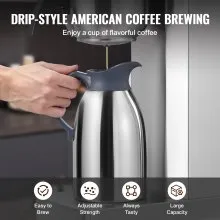 Cafetera de goteo comercial de 12 tazas con jarra térmica para restaurantes, oficinas y cafeterías
