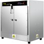 Calentador de alimentos VEVOR tipo caja caliente, de acero inoxidable con controles digitales y pantalla de temperatura.