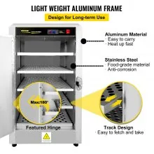 Calentador de alimentos VEVOR Hot Box, calentador de concesión de 19 x 19 x 29 pulgadas con bandeja de agua, cinco sartenes desechables para catering, pizza de encimera, empanadas, pastelería, empanada, caja de retención de alimentos calientes de concesión, 110 V listado