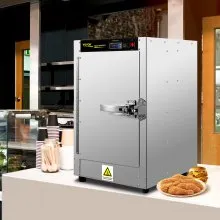 Calentador de alimentos VEVOR Hot Box, calentador de concesión de 19 x 19 x 29 pulgadas con bandeja de agua, cinco sartenes desechables para catering, pizza de encimera, empanadas, pastelería, empanada, caja de retención de alimentos calientes de concesión, 110 V listado