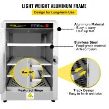 Calentador de alimentos VEVOR Hot Box, calentador de concesión de 16 x 16 x 24 pulgadas con bandeja de agua, cuatro sartenes desechables para catering, pizza de encimera, empanadas, pastelería, empanada, caja de retención de alimentos calientes de concesión, 110 V listado