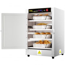Calentador de alimentos VEVOR Hot Box, calentador de concesión de 16 x 16 x 24 pulgadas con bandeja de agua, cuatro sartenes desechables para catering, pizza de encimera, empanadas, pastelería, empanada, caja de retención de alimentos calientes de concesión, 110 V listado