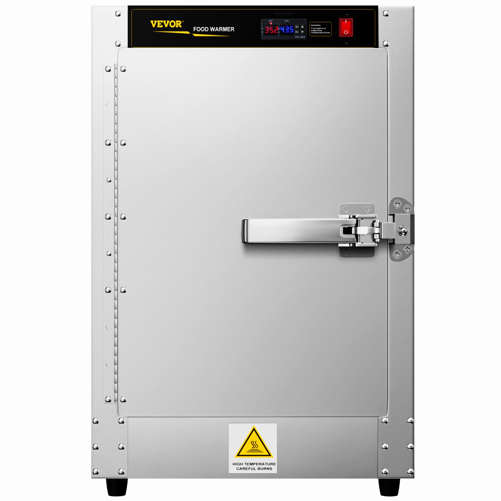 Calentador de alimentos VEVOR Hot Box, 16" x 16" x 24" Calentador de concesión con bandeja de agua, cuatro bandejas de catering desechables, para pizzas, hamburguesas, pasteles, empanadas, para concesión de alimentos calientes Probado según las normas UL