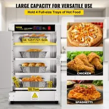 Calentador de alimentos VEVOR Hot Box, calentador de concesión de 16 x 22 x 24 pulgadas con bandeja de agua, cuatro sartenes desechables para catering, pizza de mostrador, empanadas, pasteles, empanada, caja de retención de alimentos calientes de concesión, 110 V listado