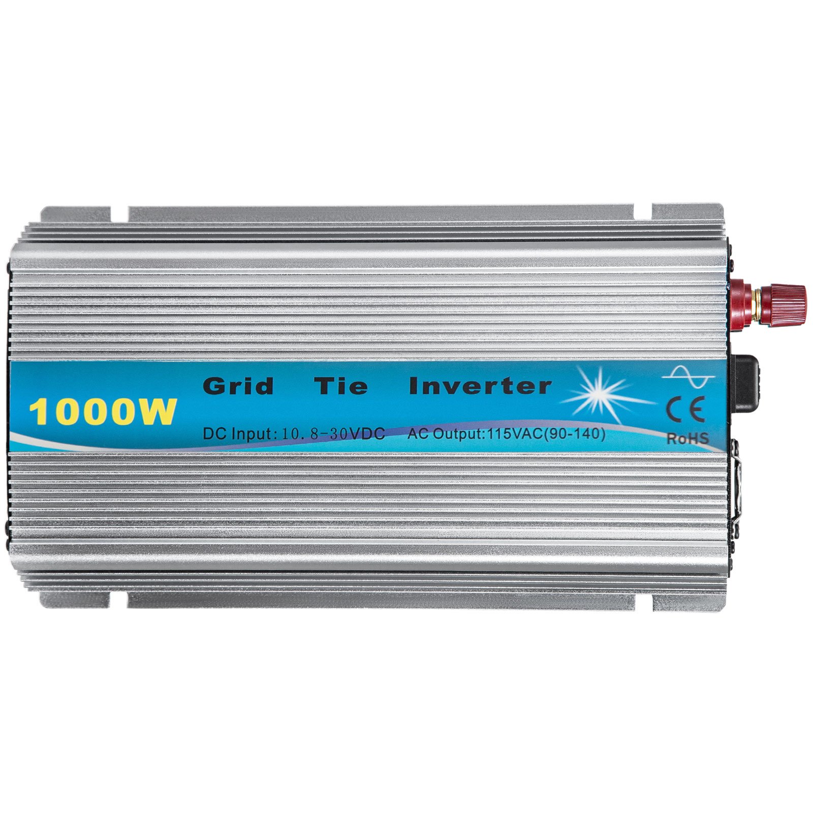 Inversor solar de conexión a red VEVOR, inversor de potencia MPPT de 1000 W, sistema de conexión a red solar de 50/60 Hz, inversor de conexión a red, entrada DC10.8-30V a salida AC90-140V Inversor de conexión a red de turbina eólica para sistema de panel solar