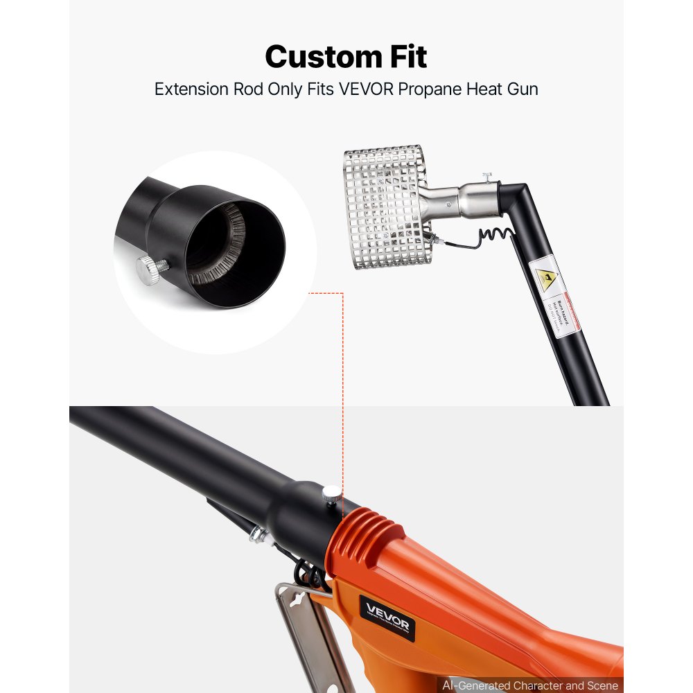 Pistola de calor de propano VEVOR con pértiga de extensión de 3 pies, pistola de aire caliente de hasta 168280 BTU con manguera de 26 pies y estuche de transporte, ideal para envoltura retráctil de película plástica para barcos, embalaje de paletas, manualidades.