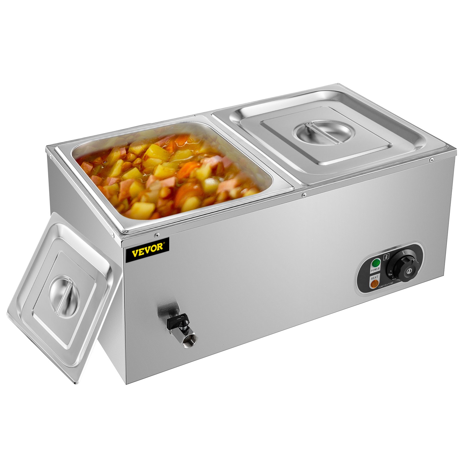 VEVOR Calentador de Comida Calentador Buffet 56,5x43x23,5cm Servidor con 2 Cacerolas