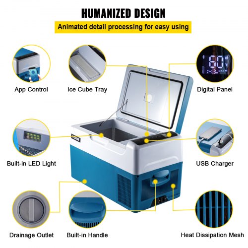VEVOR Refrigerador Portátil 22L Nevera Portátil para Coche Refrigerador Doméstico Refrigerador del Automóvil
