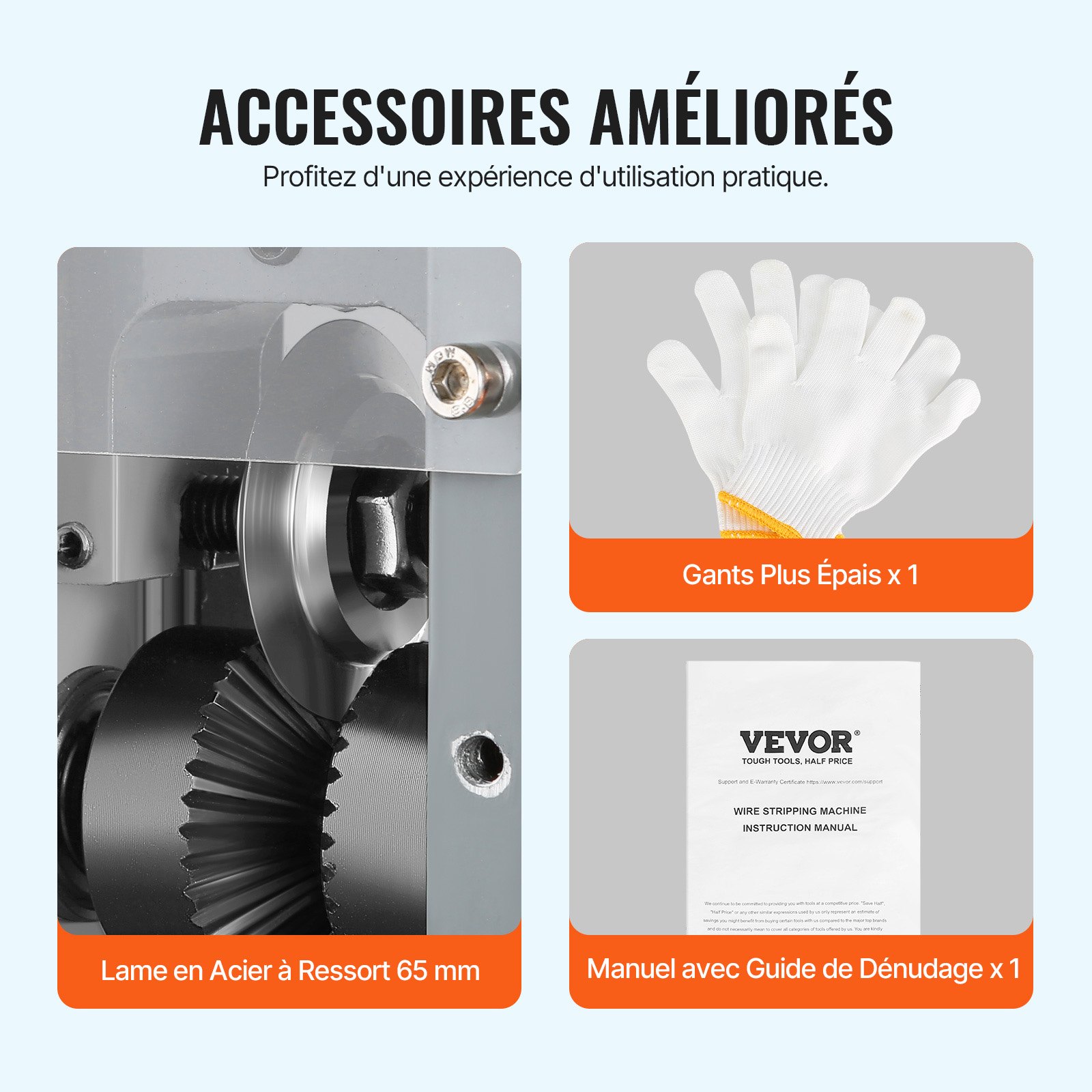 Herramienta pelacables eléctrica VEVOR, pelacables motorizado de 0,06''-1,18'', 180 W, 18 m/min, con medidor de profundidad transparente, ideal para reciclar chatarra de cobre.