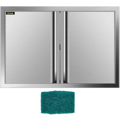 VEVOR Puerta de acceso para barbacoa de 31 pulgadas de ancho x 24 pulgadas de alto, puerta doble de acero inoxidable con manija empotrada, puertas de cocina al aire libre para isla de barbacoa, estación de parrilla, gabinete exterior