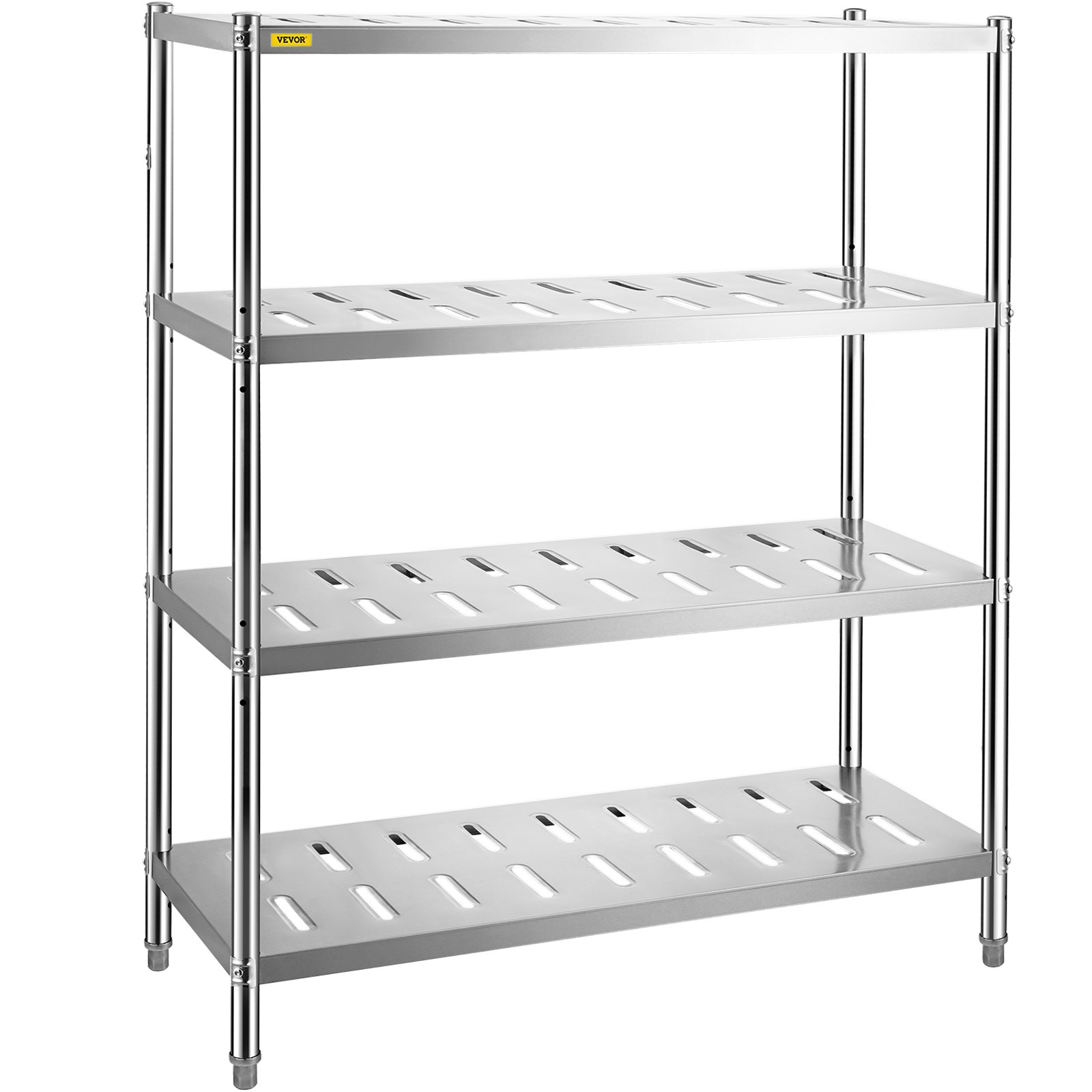 Estantería de almacenamiento VEVOR con estanterías metálicas de cuatro niveles para uso doméstico o industrial.