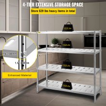 Estantería de almacenamiento VEVOR, estantería de almacenamiento de 4 niveles, estantería de garaje de acero inoxidable, estantería de almacenamiento resistente de 59,1 x 17,7 x 61 pulgadas, capacidad total de 529 libras con altura ajustable y orificios de ventilación