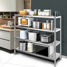 Estantería de almacenamiento VEVOR, estantería de almacenamiento de 4 niveles, estantería de garaje de acero inoxidable, estantería de almacenamiento resistente de 59,1 x 17,7 x 61 pulgadas, capacidad total de 529 libras con altura ajustable y orificios de ventilación