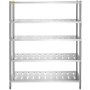 Estante de almacenamiento VEVOR con cinco niveles ajustables de acero inoxidable, ideal para organizar espacios.