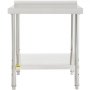 Mesa de preparación de acero inoxidable VEVOR con estante inferior y protector contra salpicaduras