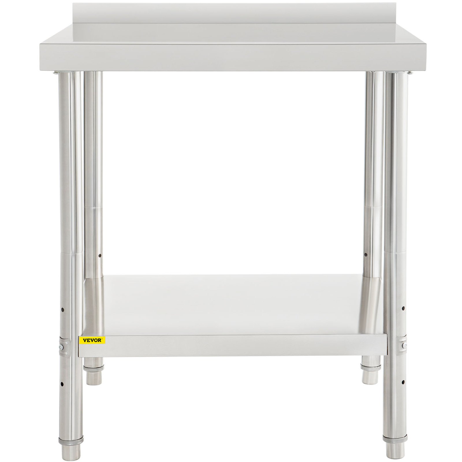 Mesa de preparación de acero inoxidable VEVOR con estante inferior y protector contra salpicaduras