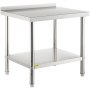 Mesa de preparación de acero inoxidable VEVOR con estante inferior y protector contra salpicaduras