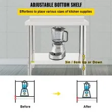 VEVOR Mesa de preparación Mesa De Trabajo resistente Mesas De Cocina Mesa Acero Inoxidable 36 x 24 x 35 pulgadas capacidad de carga de 440 libras