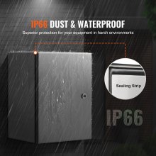Caja eléctrica de acero VEVOR, 16" x 12" x 10", caja de protección eléctrica de acero inoxidable 304, caja de protección para equipos eléctricos y electrónicos de exterior montada en la pared con bisagras de placa de montaje y cerradura, resistente al agua IP66