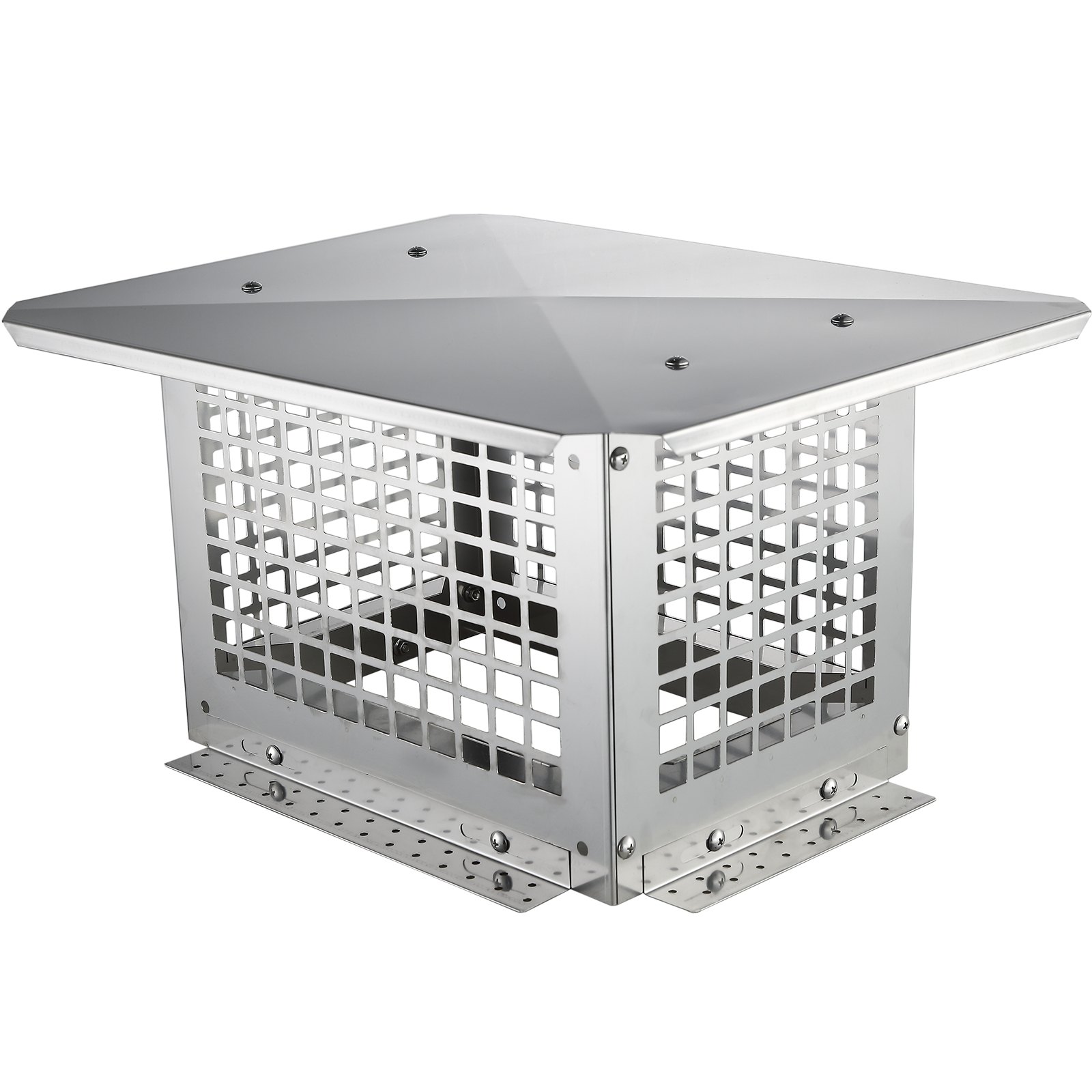 Tapa de chimenea VEVOR de acero inoxidable con diseño de malla y parte superior plana para protección de la chimenea.