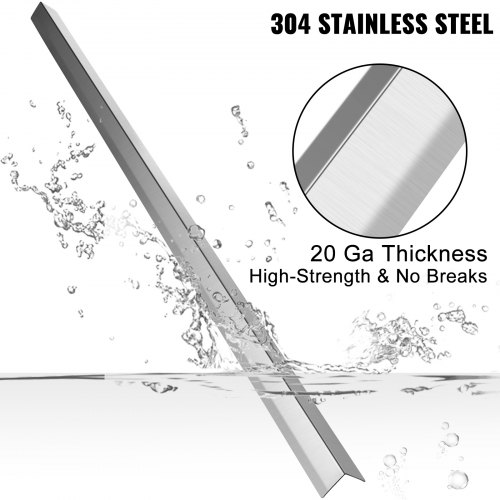 VEVOR Protectores de esquina de acero inoxidable, 2 x 2 x 48 pulgadas, protector de esquina de pared de metal, paquete de 2 protectores de esquina, 20 Ga 304, protector de esquina de acero inoxidable con ángulo de 90 grados para protección y decoración de paredes