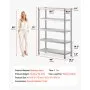 Estantes de acero inoxidable VEVOR de 48 x 18,5 pulgadas, 5 niveles, unidad de almacenamiento ajustable, estante de acero inoxidable, estantería resistente para cocina, oficina, garaje, almacenamiento, 330 lb por estante.