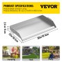 Plancha de acero inoxidable VEVOR, placa rectangular universal de 91 x 56 cm, antiadherente, para barbacoa de carbón o gas, con 2 asas y ranura para grasa. Ideal para camping, fiestas y eventos al aire libre.