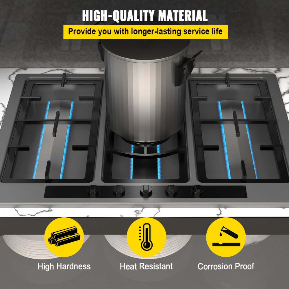 Quemadores de parrilla VEVOR, repuestos de quemadores de acero inoxidable para barbacoa, 4 paquetes, parrilla de llama de 15,9" de largo, piezas de repuesto para barbacoa con combustión uniforme para parrillas de gas premium.