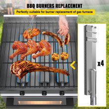 Quemadores de parrilla VEVOR, reemplazo de quemadores de barbacoa de acero inoxidable, 4 paquetes de reemplazo de quemador de parrilla, parrilla de llama con piezas de repuesto de barbacoa de 15.9 "de longitud con quemado uniforme para parrillas de gas premium