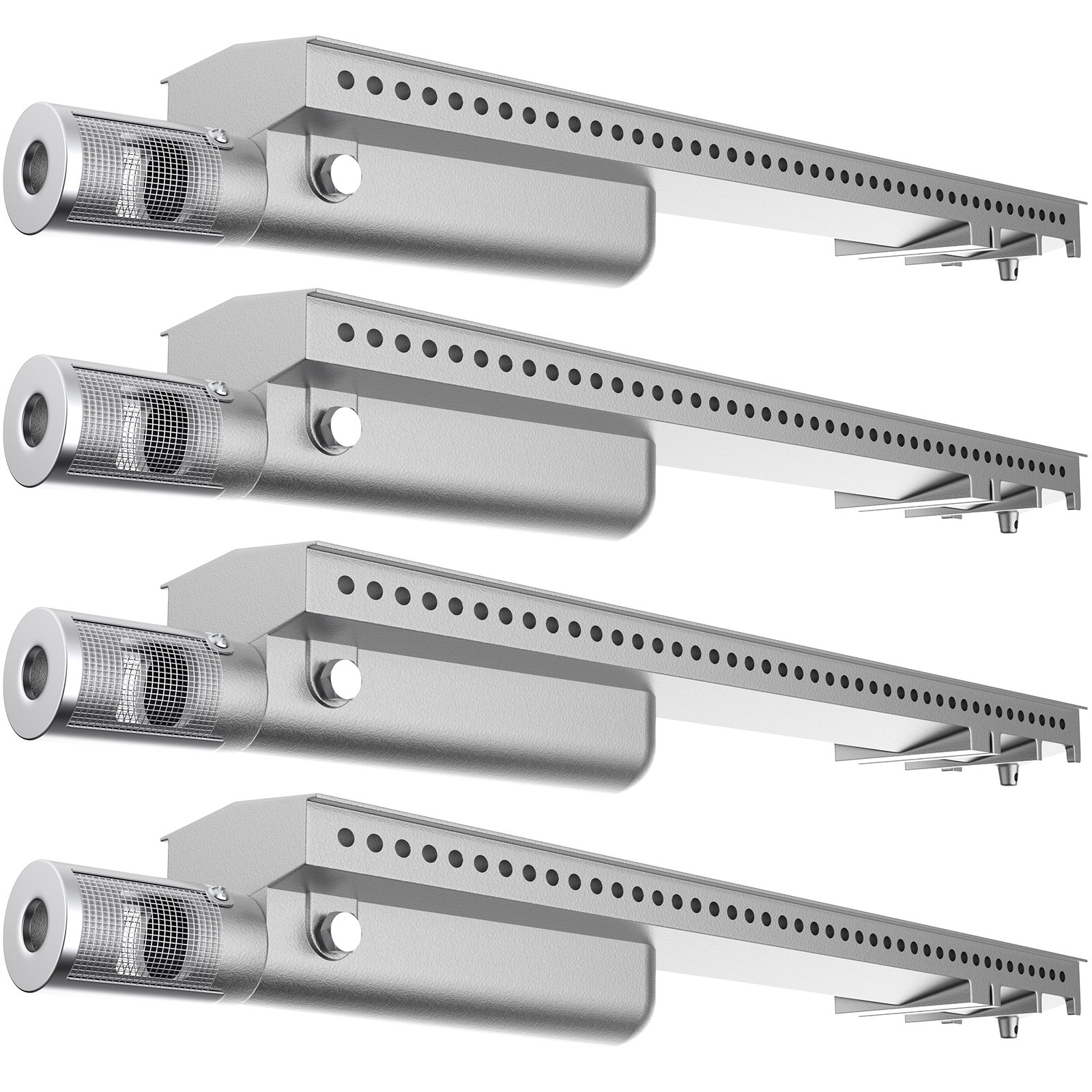 Quemadores de parrilla VEVOR, repuestos de quemadores de acero inoxidable para barbacoa, 4 paquetes, parrilla de llama de 15,9" de largo, piezas de repuesto para barbacoa con combustión uniforme para parrillas de gas premium.