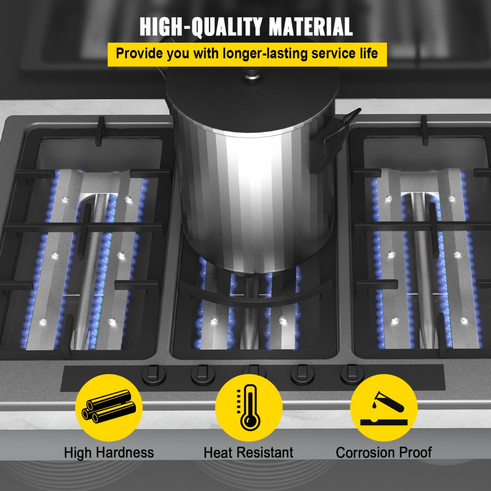 VEVOR Reemplazo de quemador en U, quemadores de parrilla de acero inoxidable, 3 paquetes de reemplazo de quemadores de barbacoa, reemplazo de quemador de parrilla con piezas de repuesto de barbacoa de 16.1 "de longitud con quemado uniforme para parrillas de gas premium