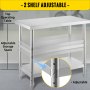 VEVOR Mesa De Trabajo Mesas De Cocina Mesa Acero Inoxidable Mesa de preparación de alimentos para exteriores 24 x 14 x 33 pulgadas para barbacoa