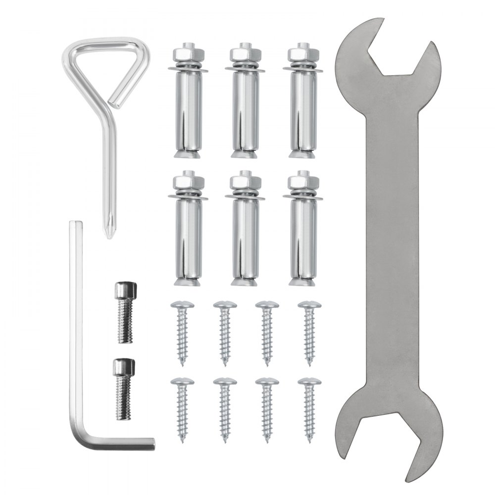 Kit de instalación de pasamanos de acero inoxidable VEVOR con tornillos, pernos, llave y llave.