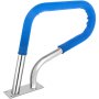Barandilla de piscina VEVOR de 32 x 23 pulgadas, acero inoxidable 304, capacidad de carga de 250 lb, color plateado, resistente a la corrosión, con cubierta de agarre azul, broca M8 y tornillos autorroscantes.