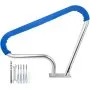 Barandilla de piscina VEVOR de 39 x 32 pulgadas, acero inoxidable 304, capacidad de carga de 250 lb, color plateado, resistente a la corrosión, con cubierta de agarre azul, broca M8 y tornillos autorroscantes.